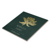 GLAMOROUS GOLD DARK GREEN LOTUS BEWAREN DATUM GIFT TEGELTJE (Zijkant)