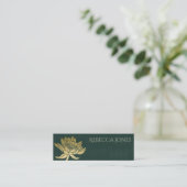 GLAMOROUS GOLD DARK GREEN LOTUS FLORAL ADRES MINI VISITEKAARTJE (Staand voorkant)