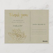 GLAMOROUS GOLD DARK GREEN LOTUS FLORAL DANK U BRIEFKAART (Achterkant)