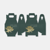 GLAMOROUS GOLD DARK GREEN LOTUS FLORAL MONOGRAM BEDANKDOOSJES (Uitgevouwen)