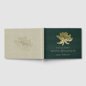 GLAMOROUS GOLD DARK GREEN LOTUS FLORAL MONOGRAM GASTENBOEK (Volledig)