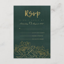 GLAMOROUS GOLD DARK GREEN LOTUS FLORAL RSVP