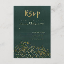 GLAMOROUS GOLD DARK GREEN LOTUS FLORAL RSVP