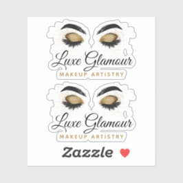 Glamorous Gold Eye Lashes Brows Make-up Artiest Lo Sticker