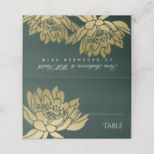 GLAMOROUS GOLD FAUX DARK GREEN LOTUS PLAATSKAARTJE (Buitenkant ongevouwen)