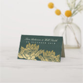GLAMOROUS GOLD FAUX DARK GREEN LOTUS PLAATSKAARTJE (Achterkant)