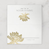 GLAMOROUS GOLD FAUX WATER LOTUS FLORAL PLAATSKAARTJE (Buitenkant ongevouwen)
