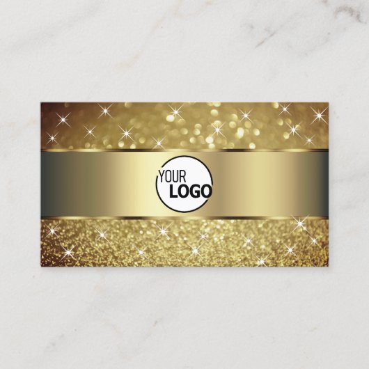 Glamorous Gold Glitter Lichtgevende Sterren toevoe Visitekaartje (Voorkant)