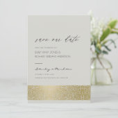 GLAMOROUS GOLD GRAY STIPPEN MOSAIC BEWAREN DE DATU SAVE THE DATE (Staand voorkant)