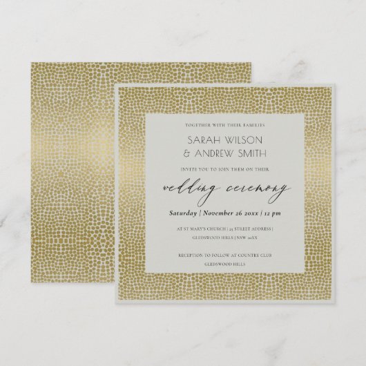 GLAMOROUS GOLD GRAY STIPPEN MOSAIC WEDING KAART (Voorkant / Achterkant)