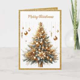 Glamorous Gold Sparkle Christmas Tree   Feestdagen Kaart