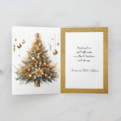 Glamorous Gold Sparkle Christmas Tree   Feestdagen Kaart (Binnen)