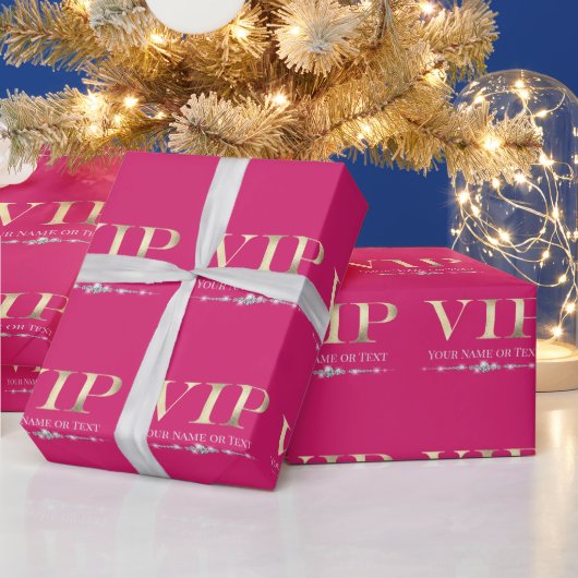 Glamorous Gold VIP op Hot Pink Cadeaupapier (Feestdagen)