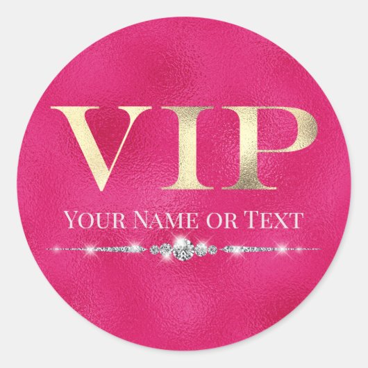 Glamorous Gold VIP op Hot Pink Ronde Sticker (Voorkant)