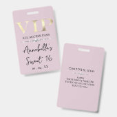 Glamorous Gold VIP op Roze Badge (Voor- en achterkant)