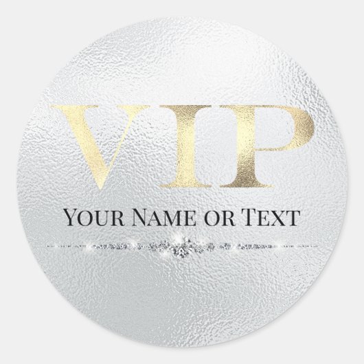 Glamorous Gold VIP op zilver Ronde Sticker (Voorkant)