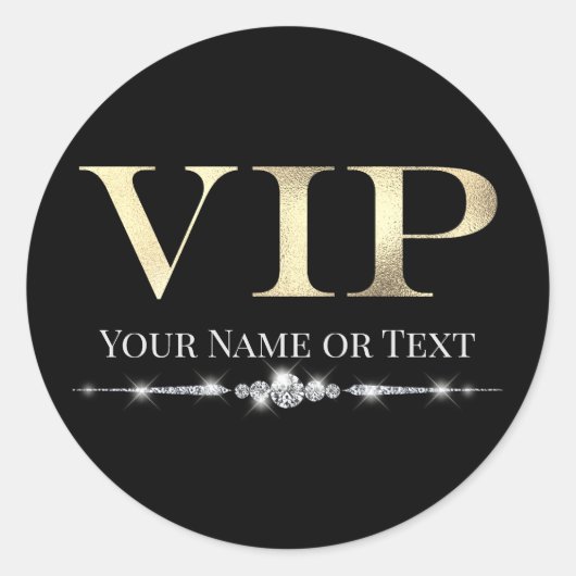 Glamorous Gold VIP op zwart Ronde Sticker (Voorkant)