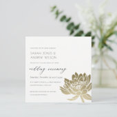 GLAMOROUS GOLD WHITE KRAFT LOTUS FLORAL WEDING KAART (Staand voorkant)