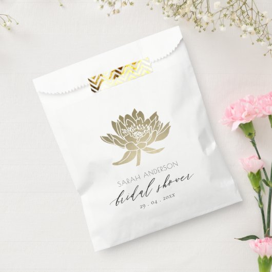 GLAMOROUS GOLD WHITE LOTUS FLORAL VRIJGEZELLENFEES BEDANKZAKJE (Gezegeld)