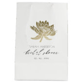 GLAMOROUS GOLD WHITE LOTUS FLORAL VRIJGEZELLENFEES MEDIUM CADEAUZAKJE (Achterkant)