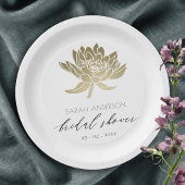 GLAMOROUS GOLD WHITE LOTUS FLORAL VRIJGEZELLENFEES PAPIEREN BORDJE