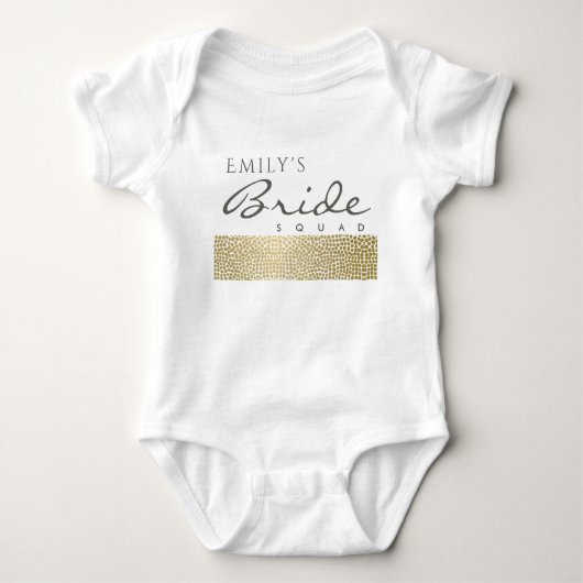 GLAMOROUS GOLD WHITE MOSAIC BRIDE SQUAD MONOGRAM ROMPER (Voorkant)