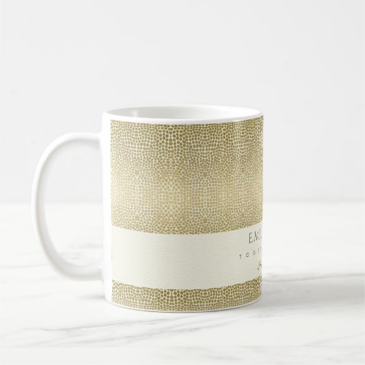 GLAMOROUS GOLD WHITE MOSAIC DOT DE DATUM-VERPLAATS KOFFIEMOK (Links)