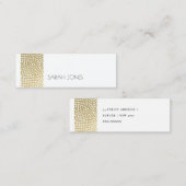 GLAMOROUS GOLD WHITE MOSAIC STIP ADRES MINI VISITEKAARTJE (Voorkant / Achterkant)