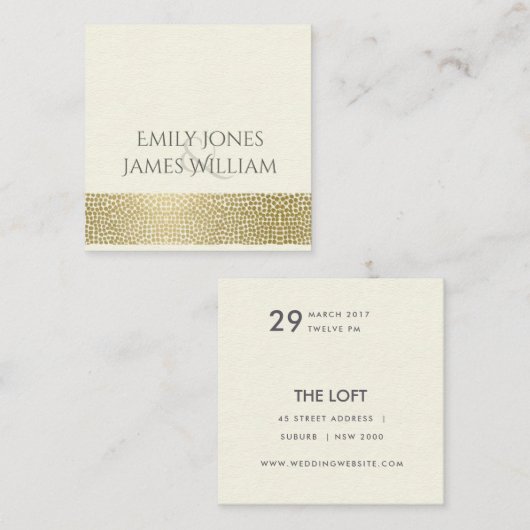 GLAMOROUS GOLD WHITE MOSAIC STIPPEN WEDING VIERKANTE VISITEKAARTJE (Voorkant / Achterkant)