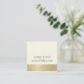 GLAMOROUS GOLD WHITE MOSAIC STIPPEN WEDING VIERKANTE VISITEKAARTJE (Staand voorkant)