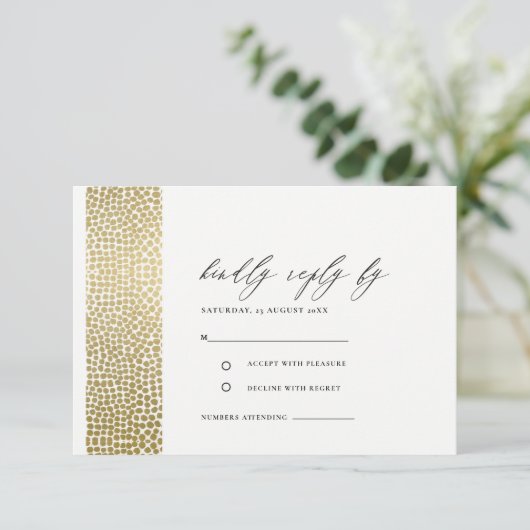 GLAMOROUS GOLD WHITE STIPPEN MOSAIC RSVP (Staand voorkant)