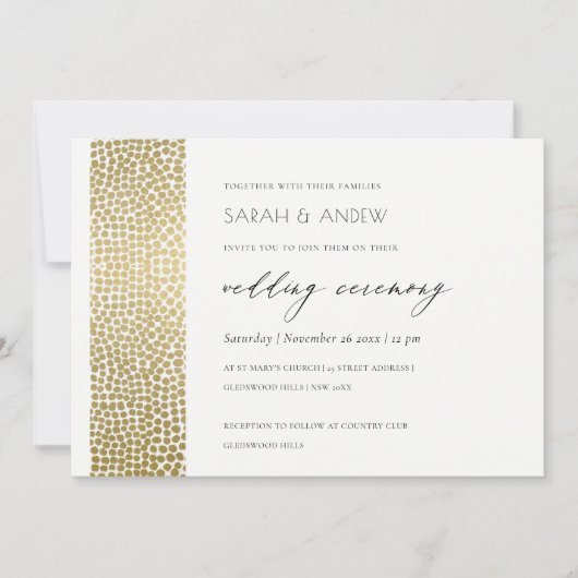 GLAMOROUS GOLD WHITE STIPPEN MOSAIC WEDING KAART (Voorkant)