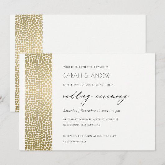 GLAMOROUS GOLD WHITE STIPPEN MOSAIC WEDING KAART (Voorkant / Achterkant)