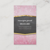 GLAMOROUS gouden folie krijtbord paneel roze bokeh Visitekaartje (Achterkant)