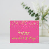 Glamorous Hot Pink & Gold - Happy Moederdag Briefkaart (Staand voorkant)