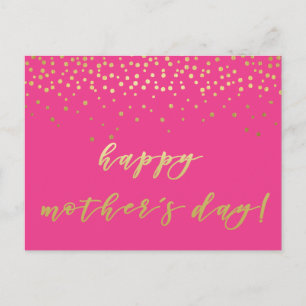 Glamorous Hot Pink & Gold - Happy Moederdag Briefkaart