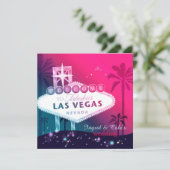 Glamorous Hot Pink Las Vegas bruiloft uitnodiging (Staand voorkant)
