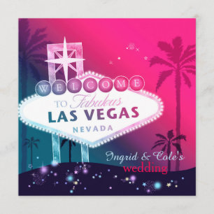Glamorous Hot Pink Las Vegas bruiloft uitnodiging