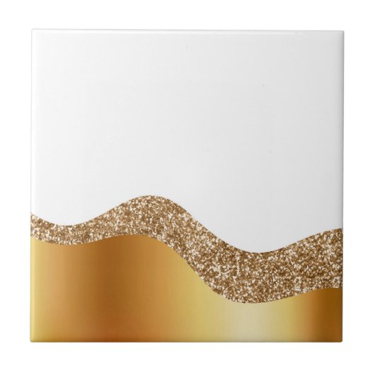 Glamorous Light Brown White Waves Elegant Deluxe Tegeltje (Voorkant)