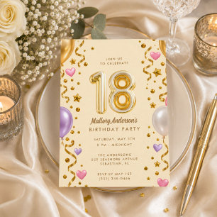 Glamorous meisje 18e verjaardagsfeestje kaart