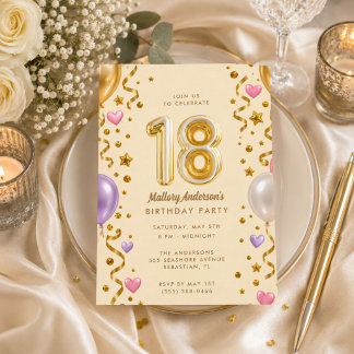 Glamorous meisje 18e verjaardagsfeestje kaart