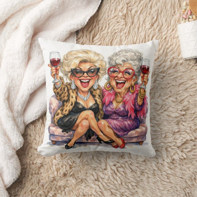 Glamorous Old Ladies With Red Wine Kussen (Deken)