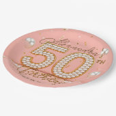 Glamorous Pearl and Gold 50th Birthday Party Papieren Bordje (Gekanteld)