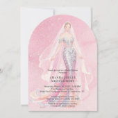 Glamorous Pink Glitter Mermaid Style Bride Dressed Kaart (Voorkant)