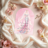 Glamorous Pink Glitter Mermaid Style Bride Dressed Kaart