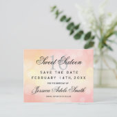 Glamorous Pink Glitter Sweet 16 save the date Briefkaart (Staand voorkant)