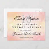 Glamorous Pink Glitter Sweet 16 save the date Briefkaart (Voorkant / Achterkant)