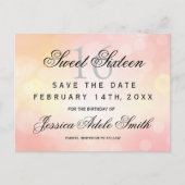 Glamorous Pink Glitter Sweet 16 save the date Briefkaart (Voorkant)
