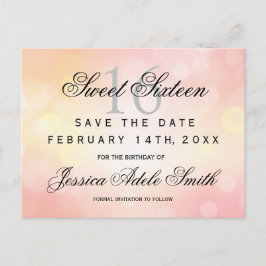 Glamorous Pink Glitter Sweet 16 save the date Briefkaart
