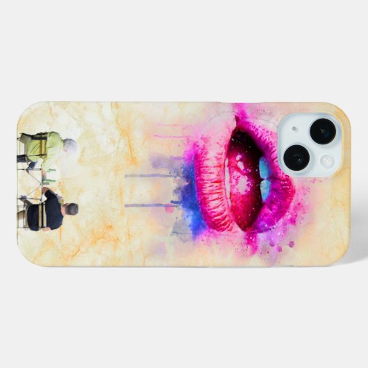 Glamorous Pink Lip Illustration Case-Mate iPhone Case (Achterkant (horizontaal))